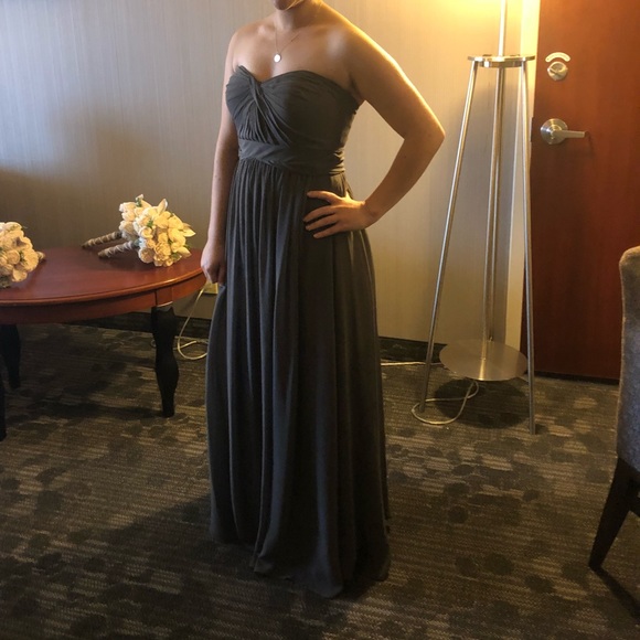 Jenny Yoo Aiden Chiffon Gown Charcoal - Picture 3 of 3